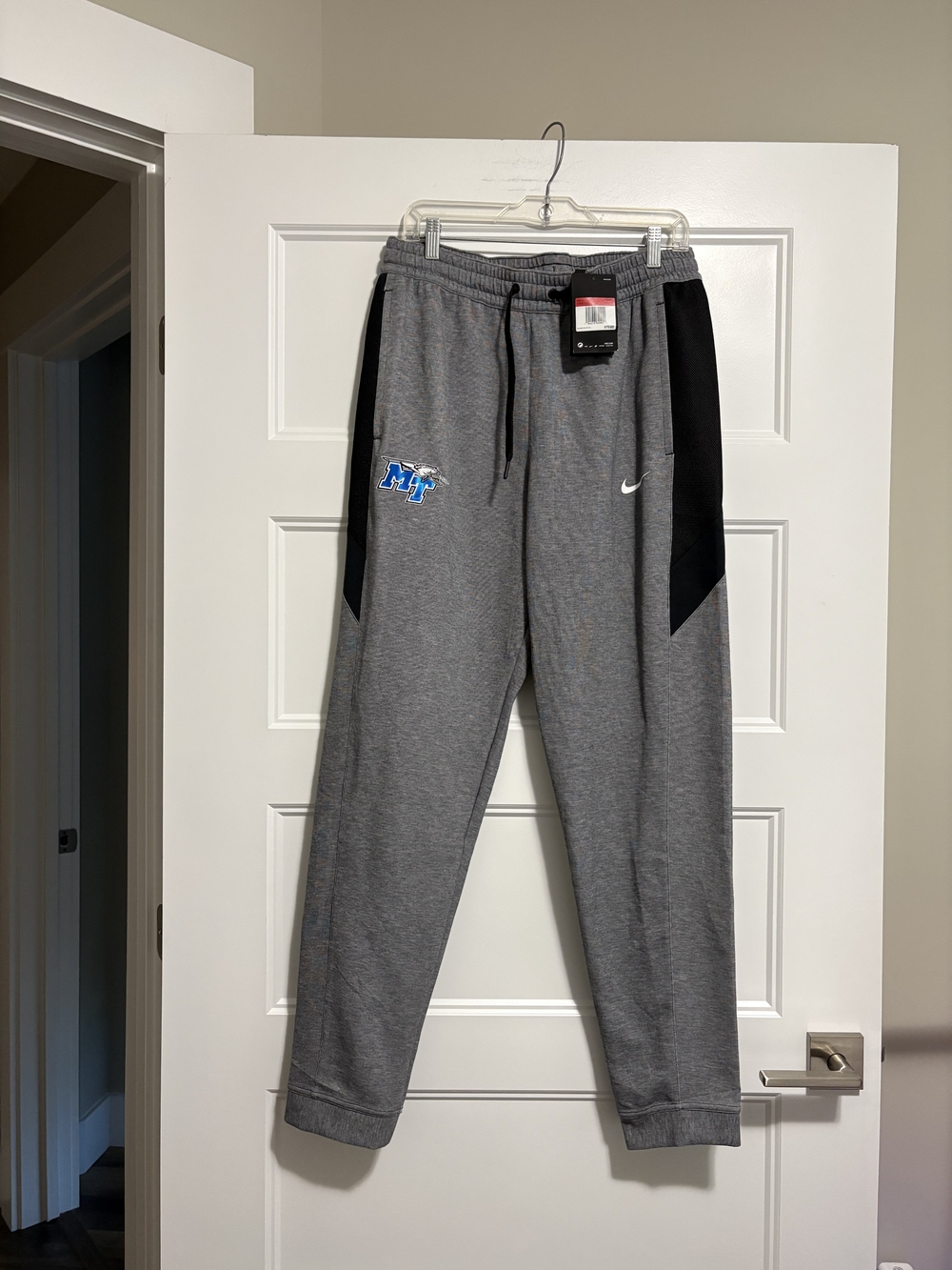 Nike Gray Athletic Fleece Joggees with Black Panels NWT